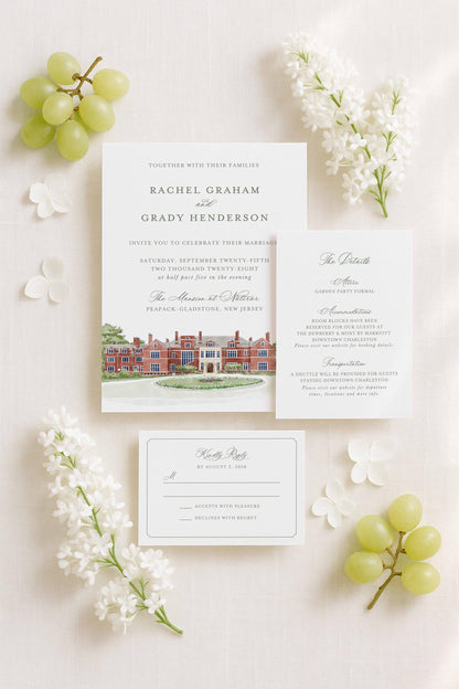 Mansion at Natirar Wedding Invitation Suite Template