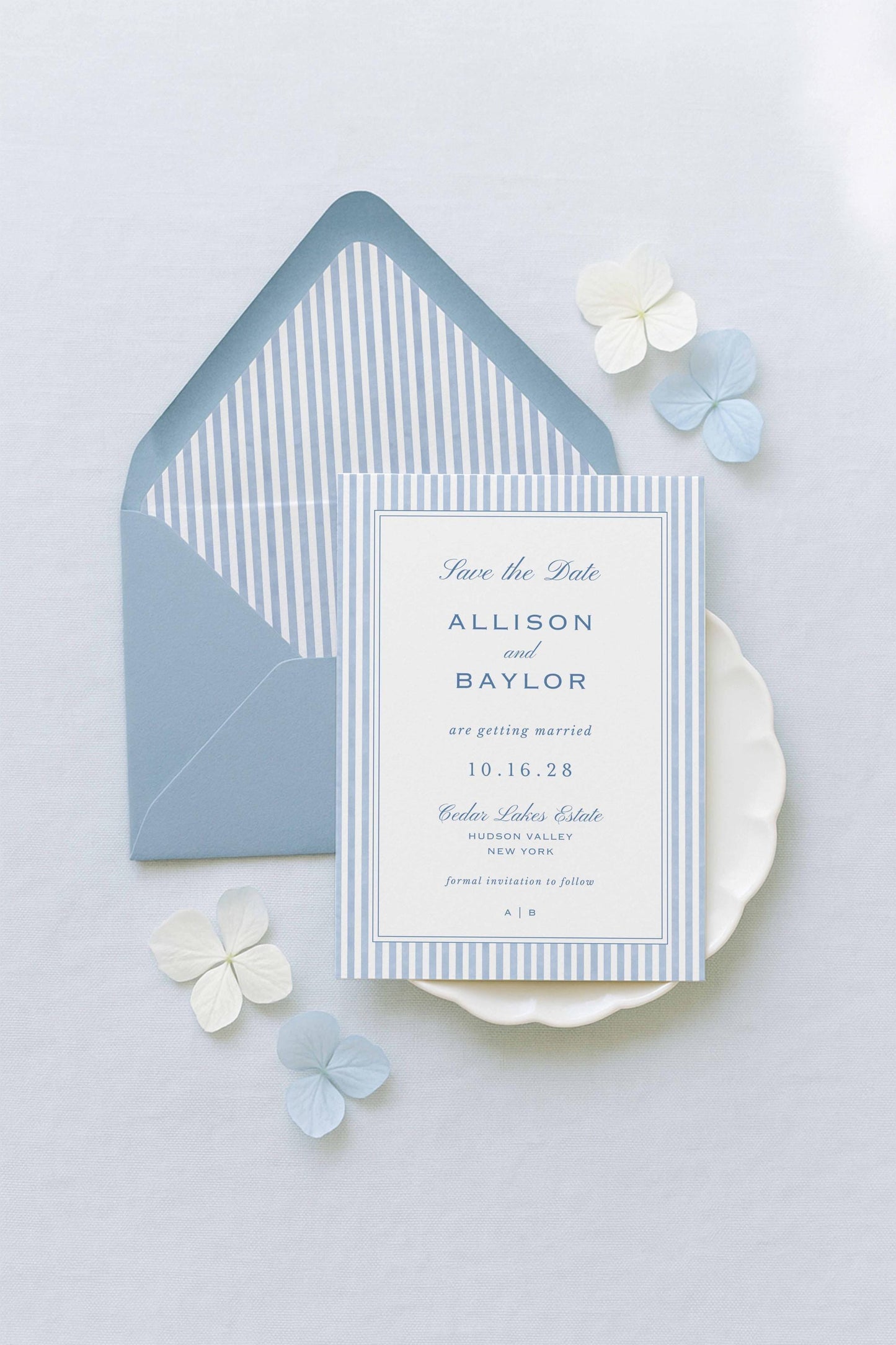 Blue Striped Save the Date Template
