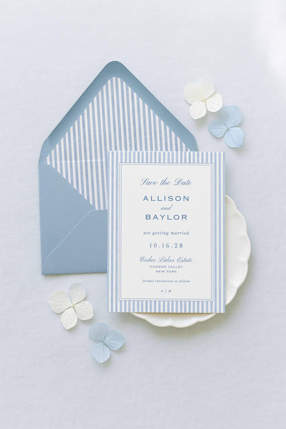 Blue Striped Save the Date Template