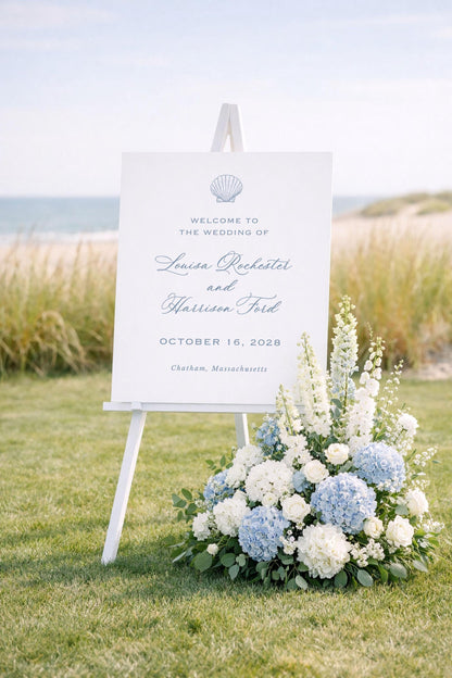 Coastal Toile Wedding Welcome Sign Template