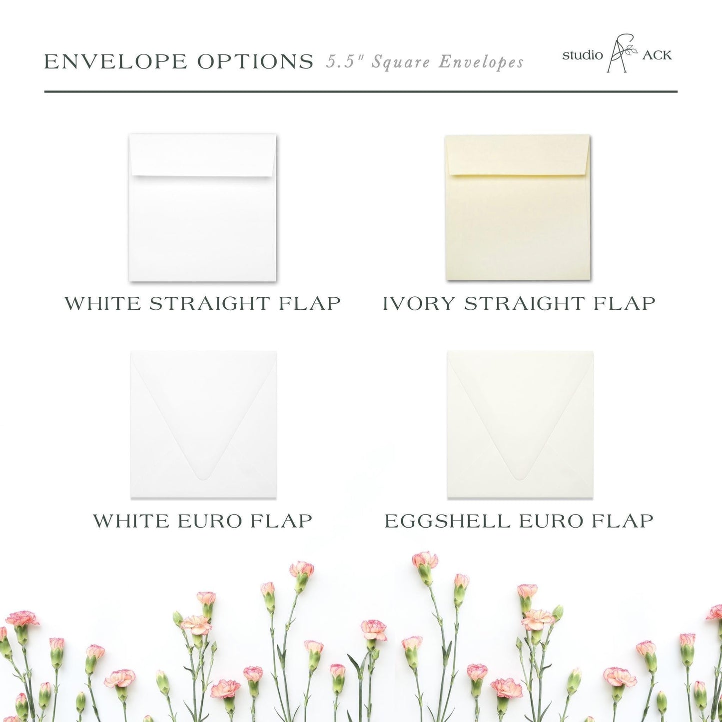 5x5 Card Professional Printing | 5" Square Card Stock Prints with Optional Envelopes | Template Printing from studioACK