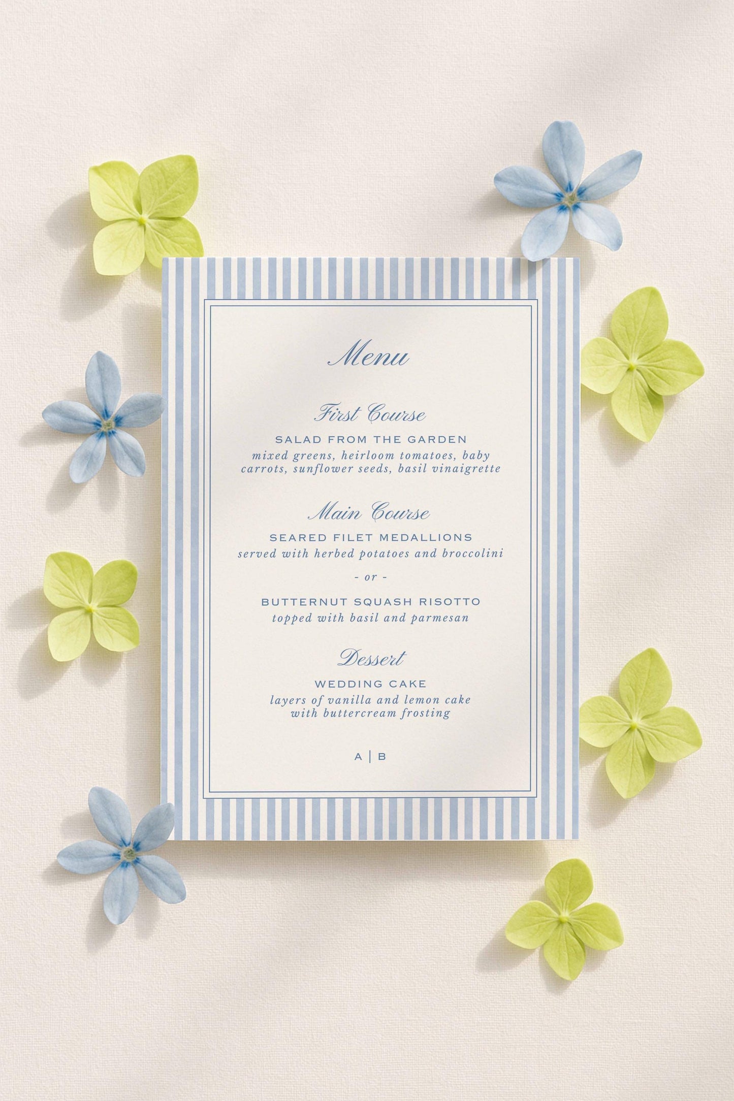 Blue Rattan Wedding Menu Template