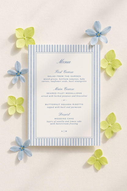 Blue Rattan Wedding Menu Template