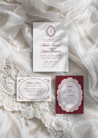 Vintage Lace Wedding Invitation Suite Template