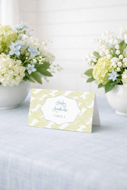 Fun Wavy Wedding Escort Card Template