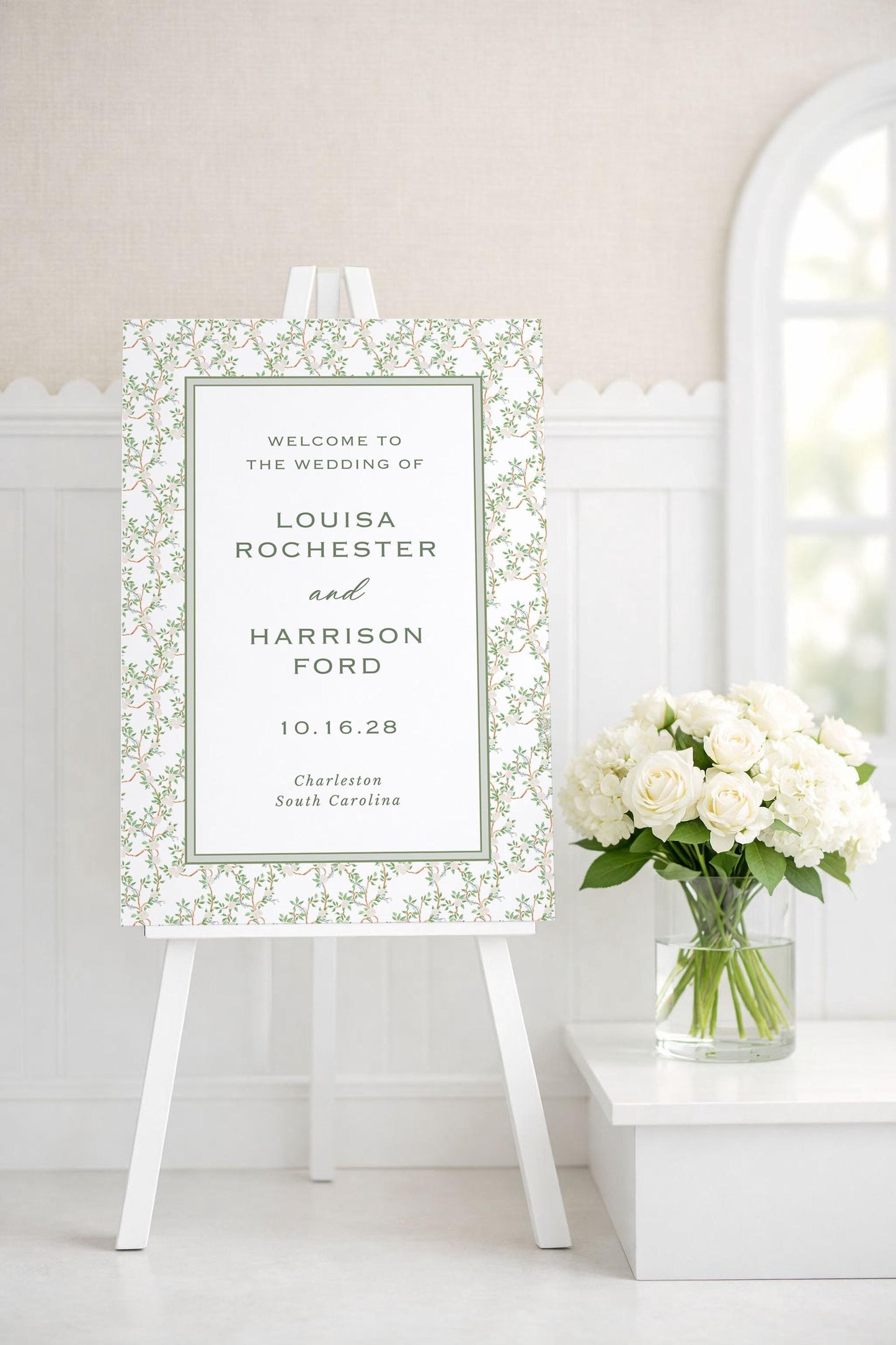 Neutral Chinoiserie Wedding Welcome Sign Template