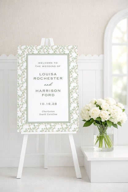 Neutral Chinoiserie Wedding Welcome Sign Template