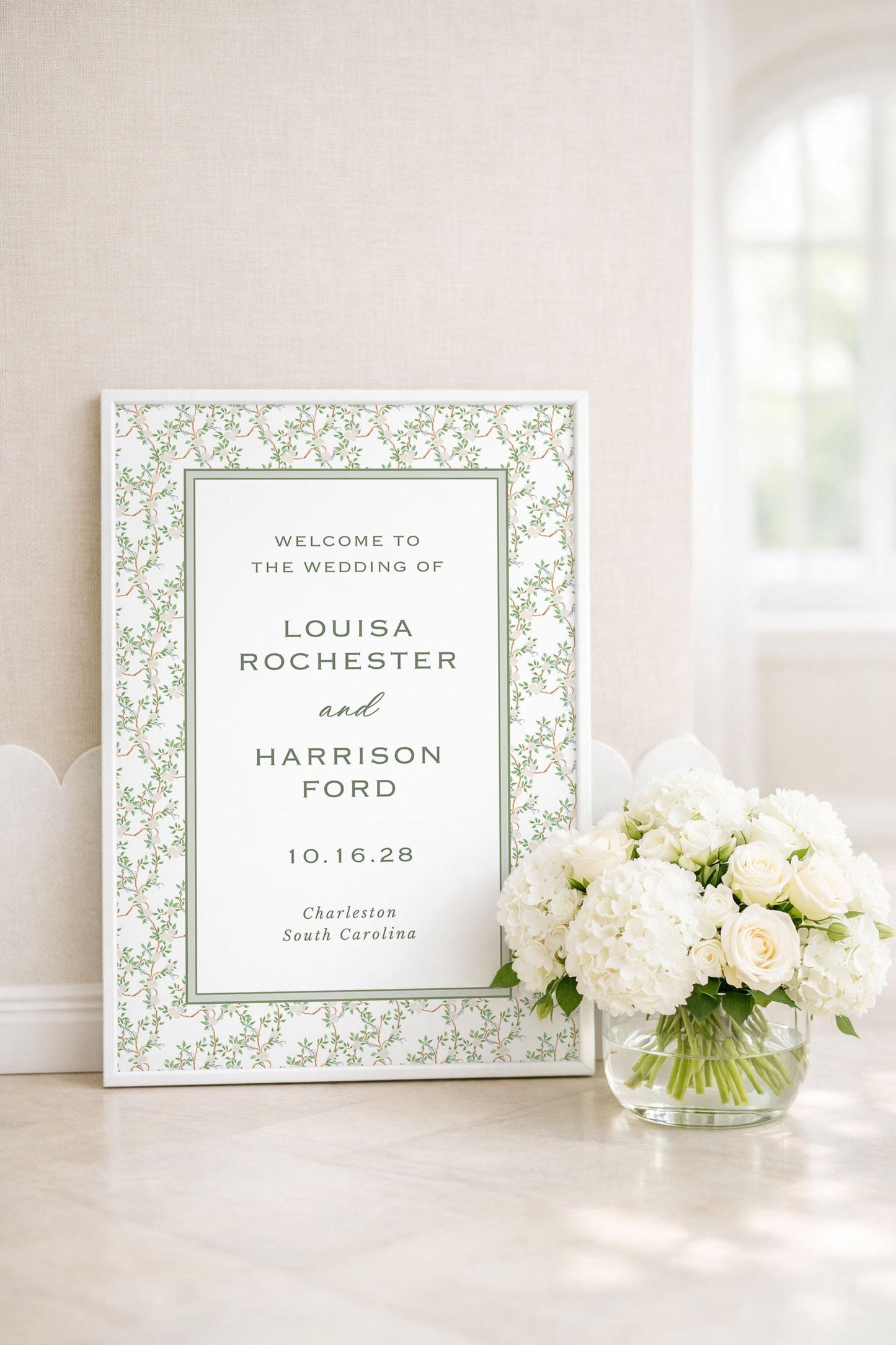 Neutral Chinoiserie Wedding Welcome Sign Template