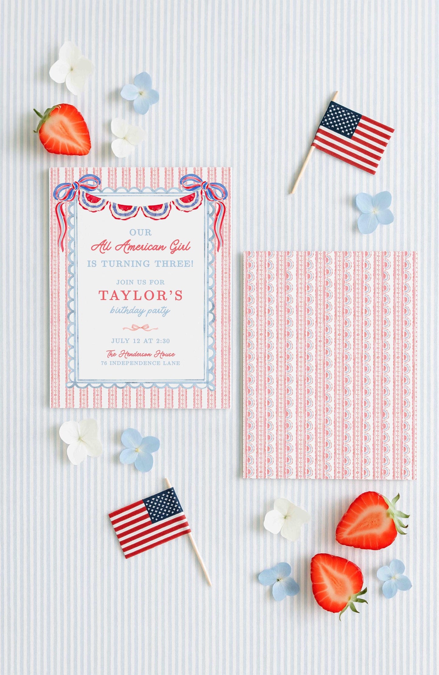 All American Girl Birthday Invitation Template
