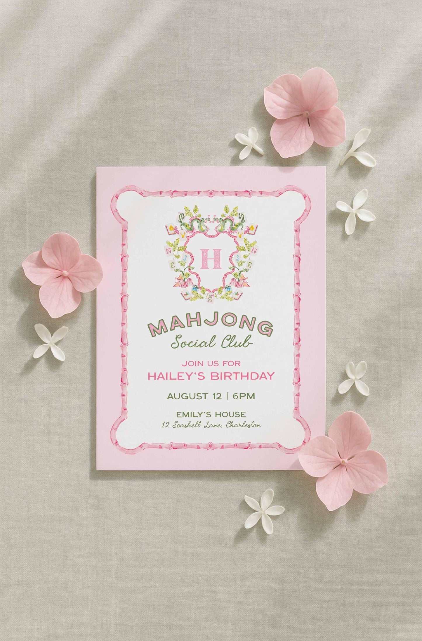 Mahjong Birthday Invitation Template
