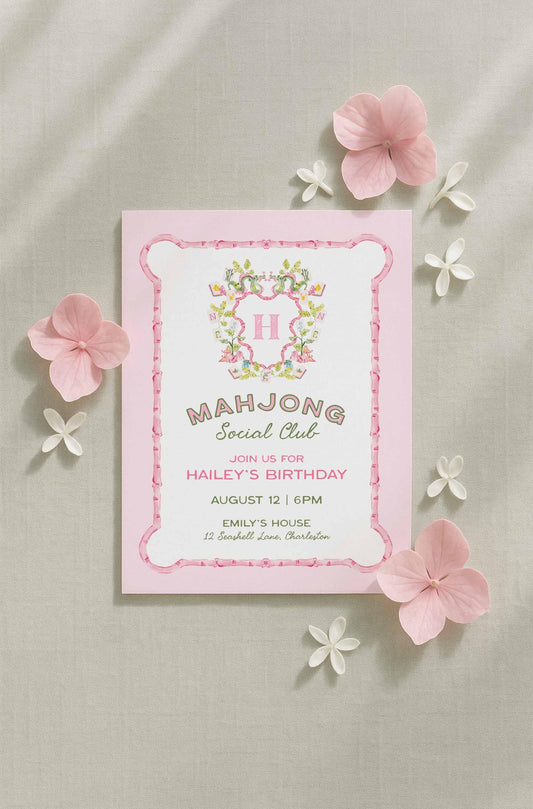 Mahjong Birthday Invitation Template
