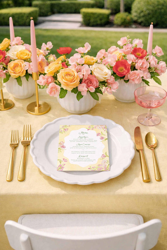 Whimsical Garden Wedding Menu Template