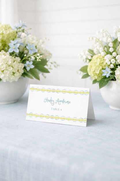 Fun Wavy Wedding Escort Card Template
