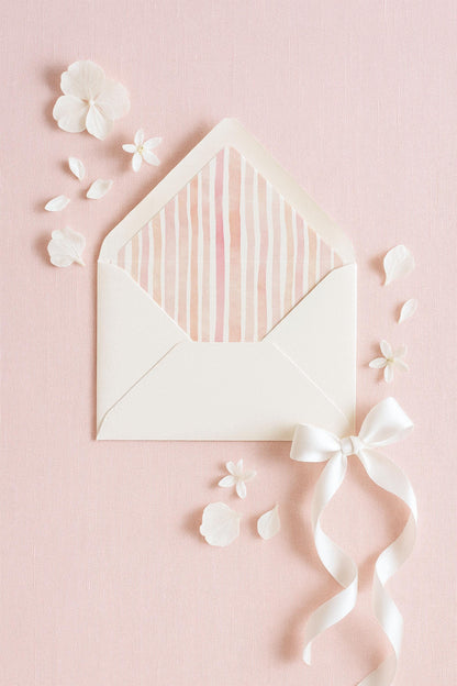 Watercolor Striped Envelope Liners for A7 Euro Flap Invitations Template