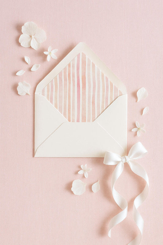 Watercolor Striped Envelope Liners for A7 Euro Flap Invitations
