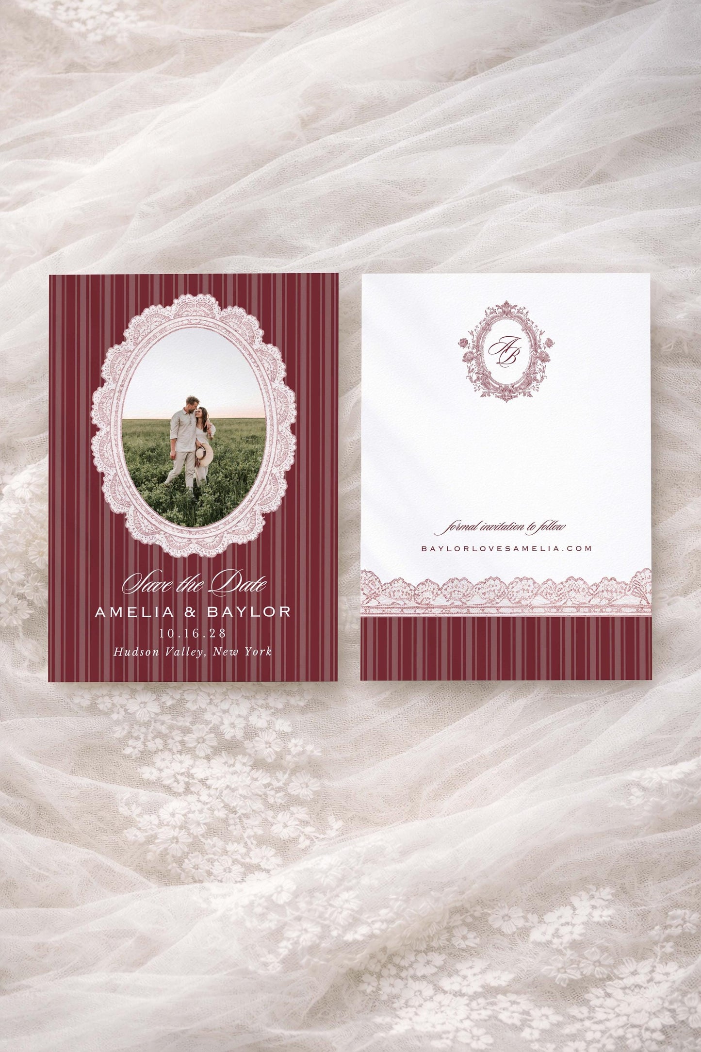 Vintage Lace Save the Date Template