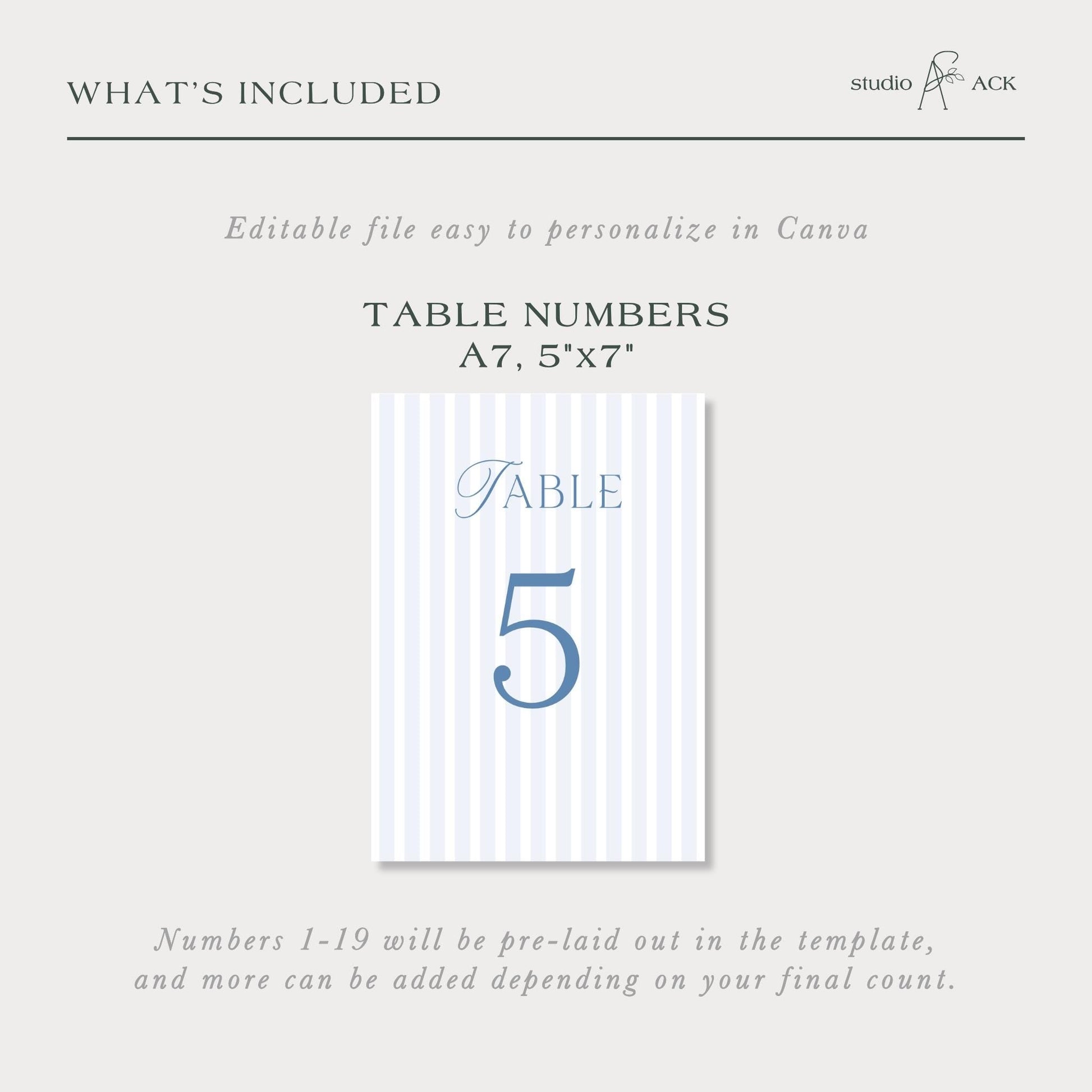 The image is a single image that contains a table number template with the number 5.