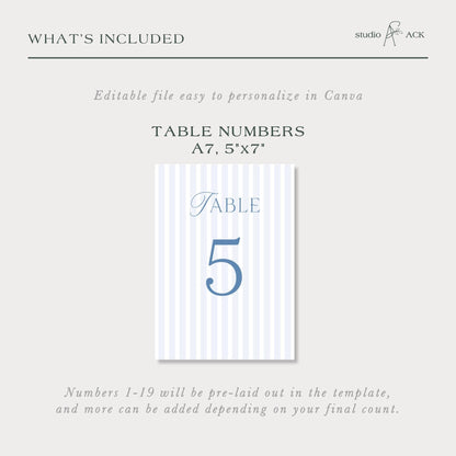 The image is a single image that contains a table number template with the number 5.