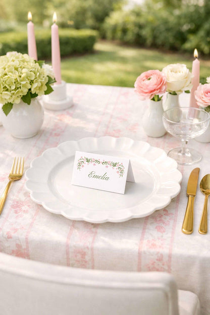 Watercolor Trellis Wedding Place Card Template
