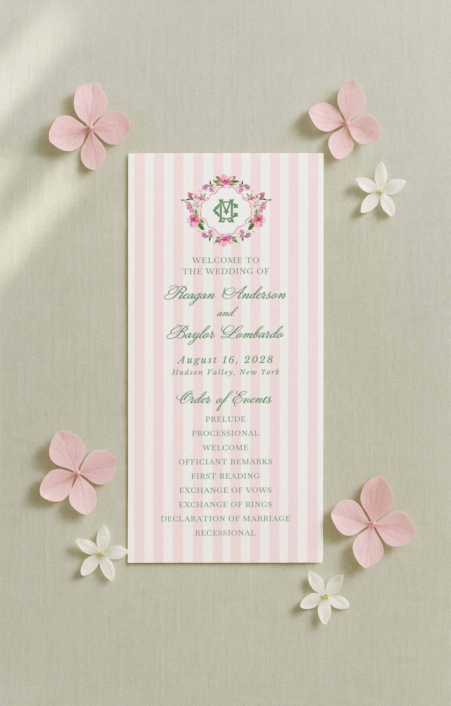 Purple Floral Wedding Program Template