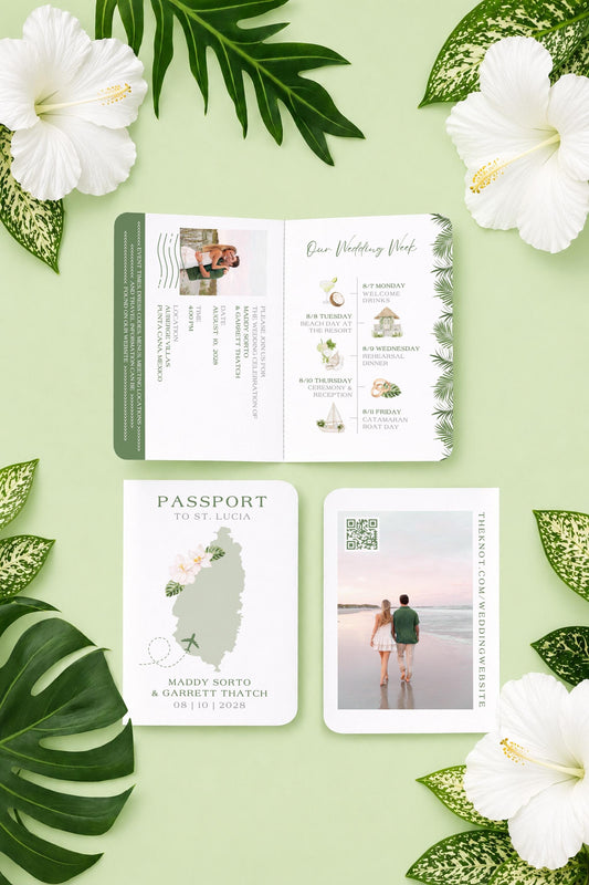 Tropical Wedding Passport Invitation Template