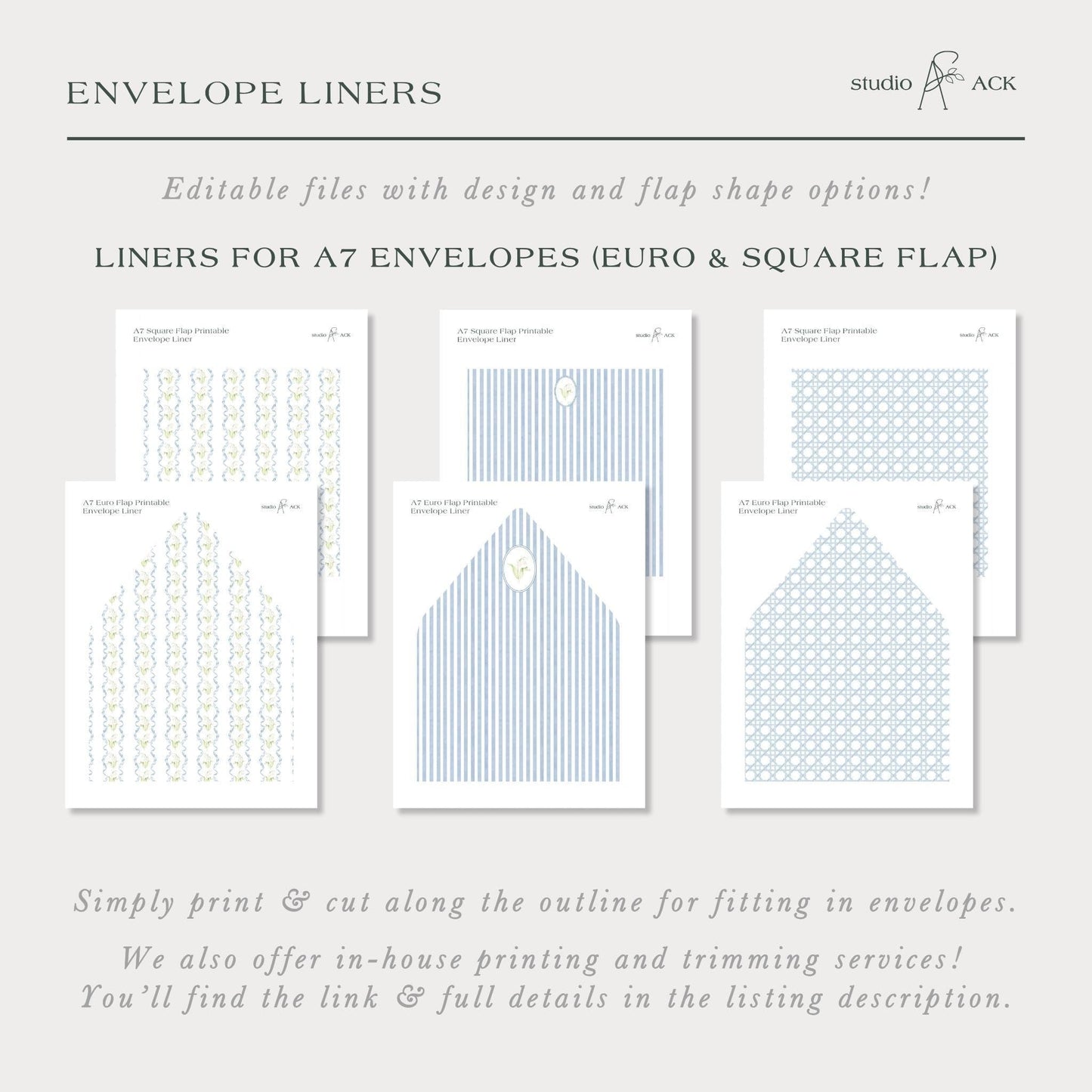 Blue Rattan Envelope Liner Template