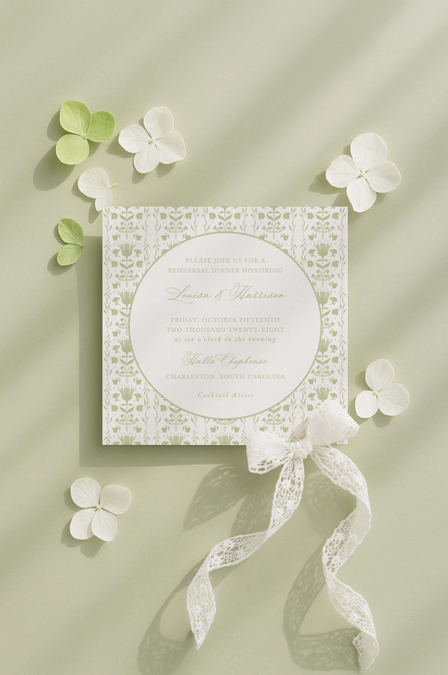 Grandmillennial Floral Rehearsal Dinner Invitation