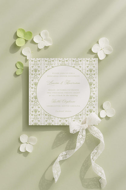 Grandmillennial Floral Rehearsal Dinner Invitation