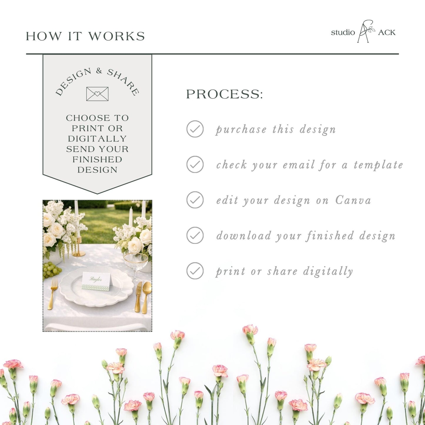Green Rattan Wedding Place Card Template