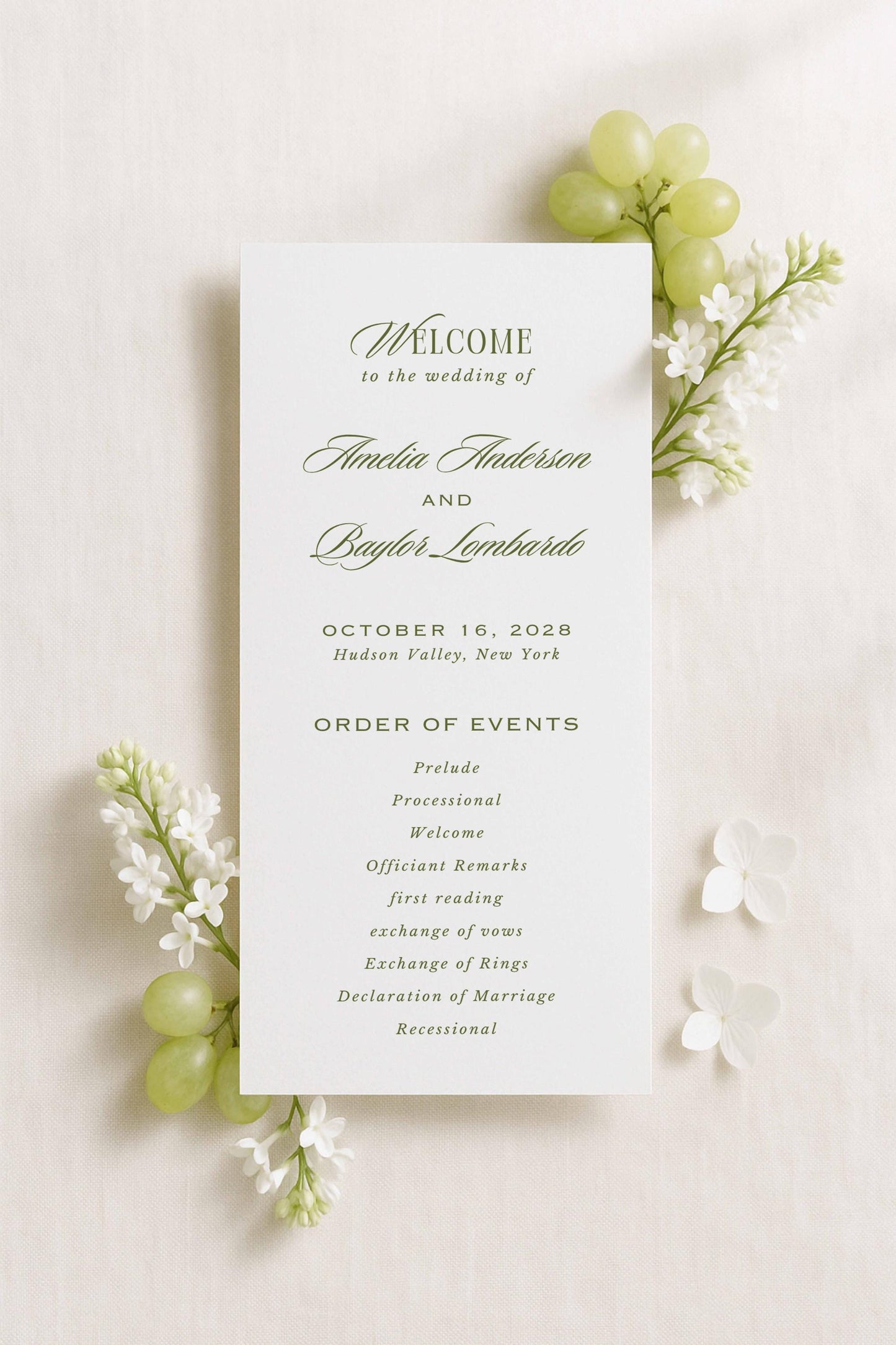 Old Money Striped Wedding Program Template