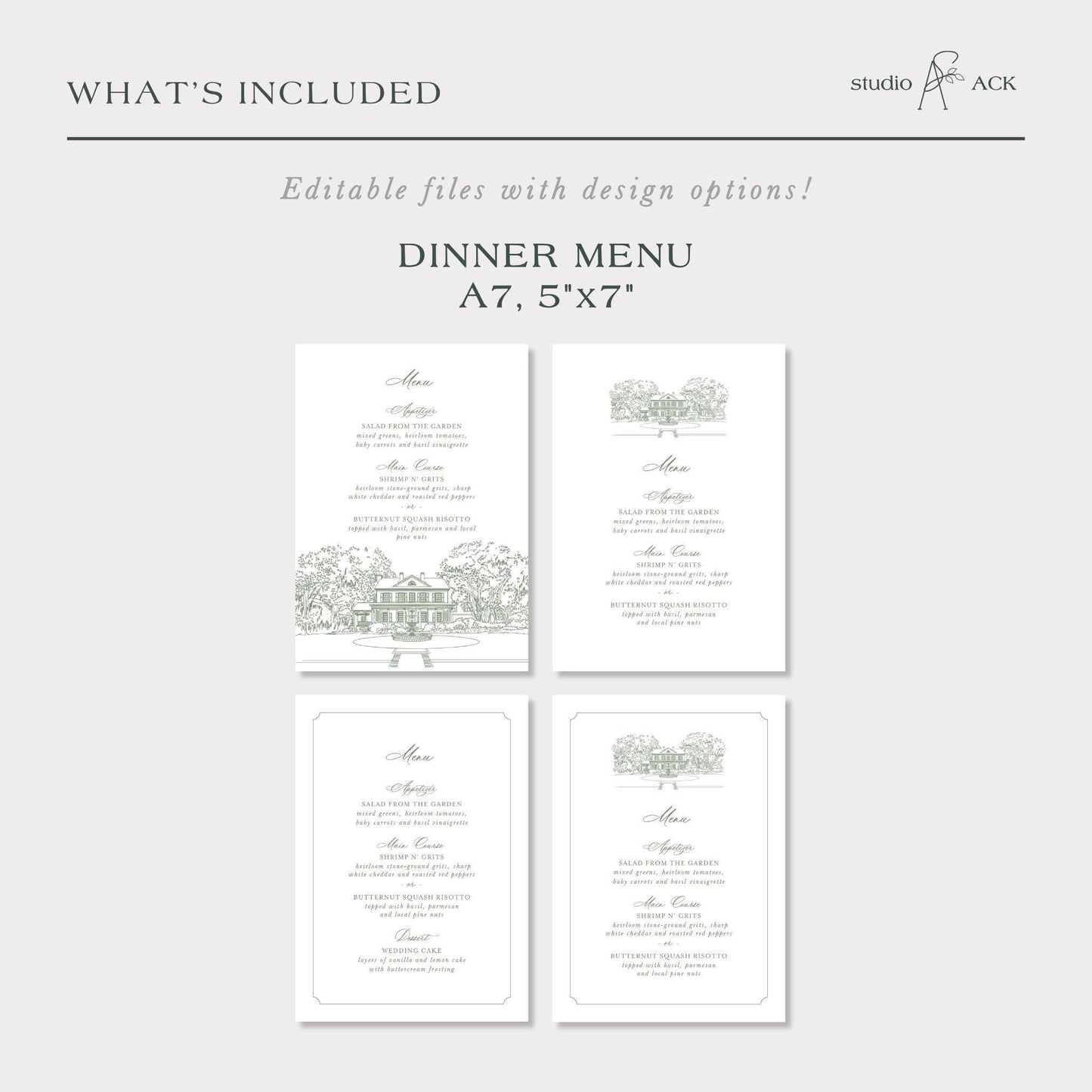 Legare Waring House Wedding Menu Template