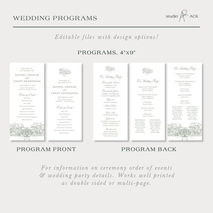Legare Waring House Wedding Program Template