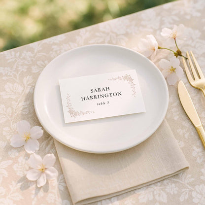 Neutral Floral Line Art Wedding Escort Card Template