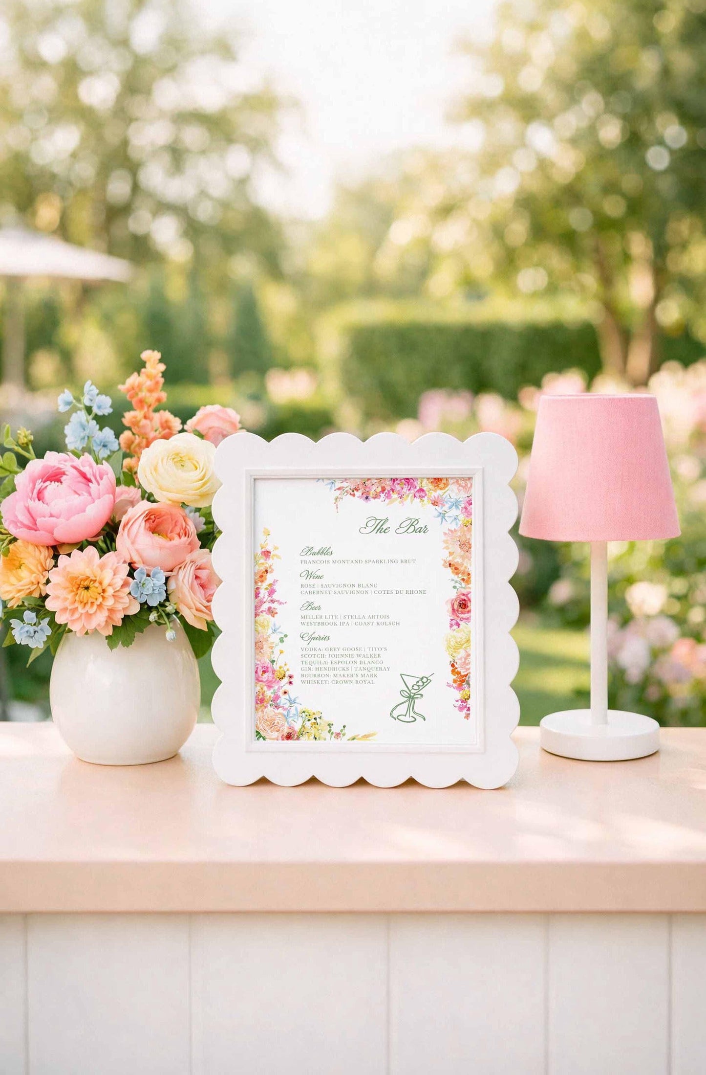 Colorful Floral Wedding Bar Menu Template
