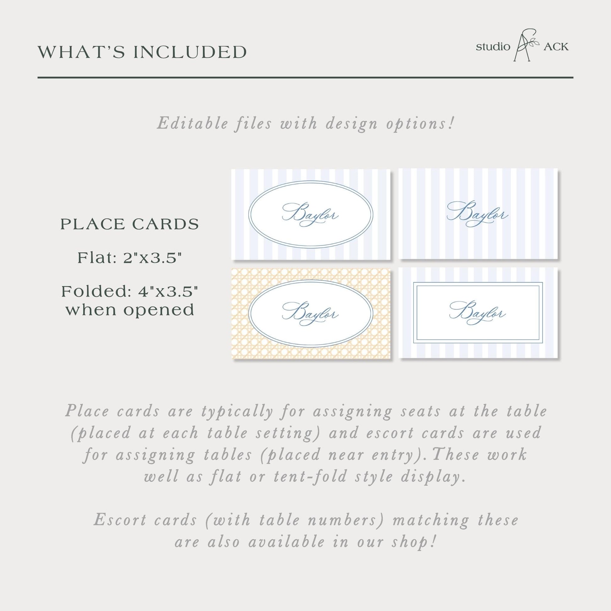 a set of four place cards with a picture of a cat