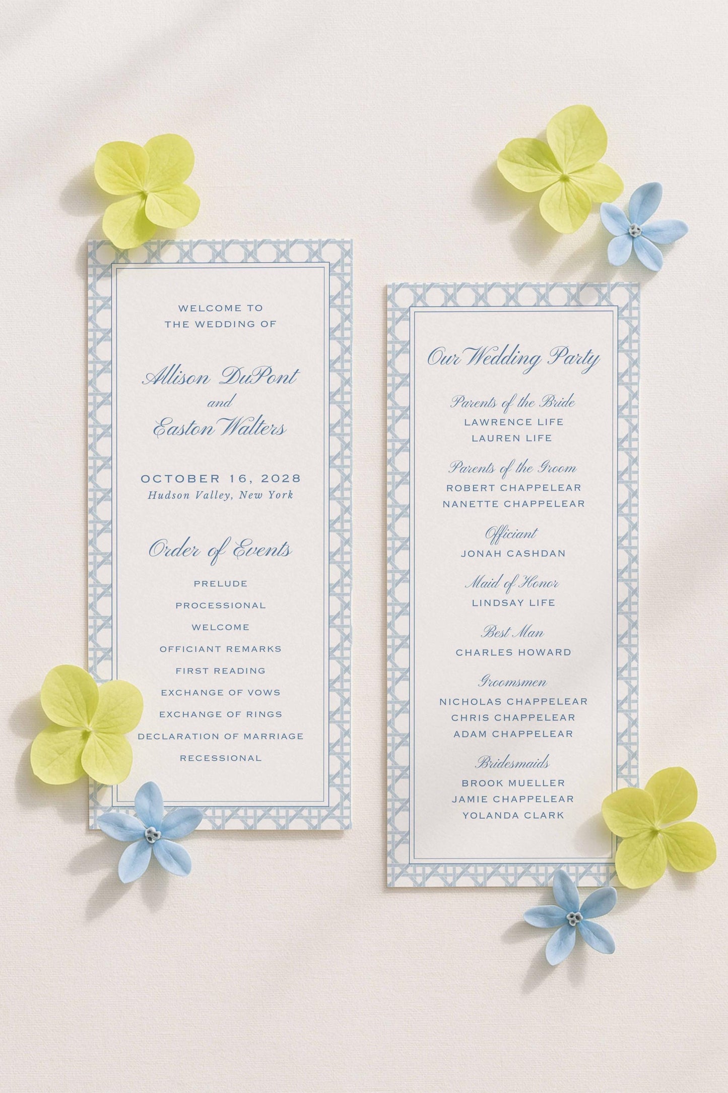 Blue Rattan Wedding Program Template