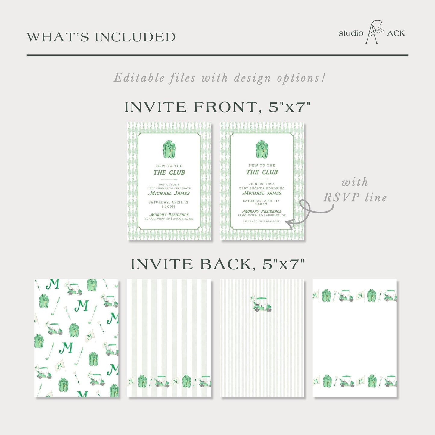 Golf Baby Shower Invitation Template