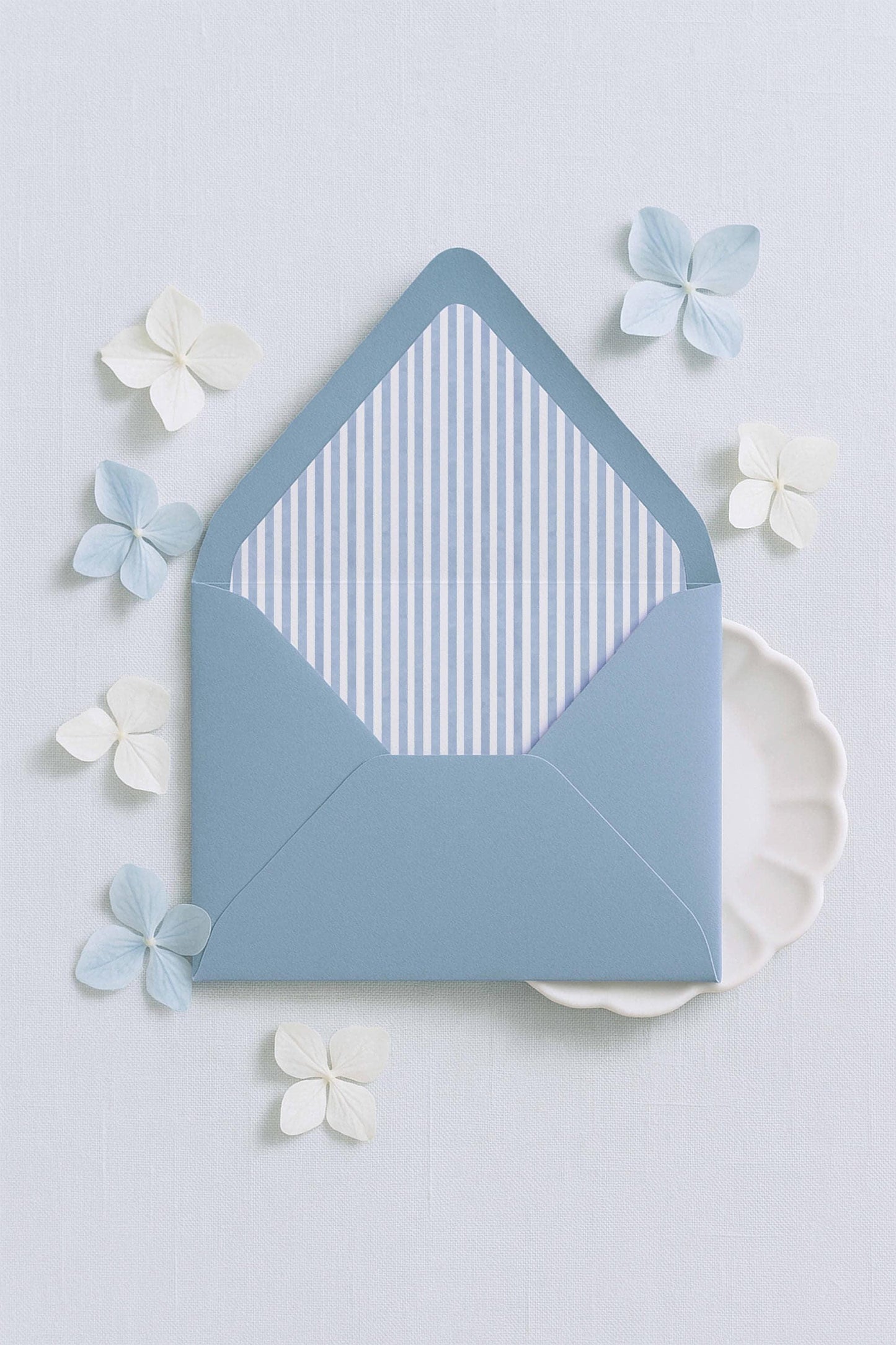 Blue Striped Wedding Invitation Suite Template