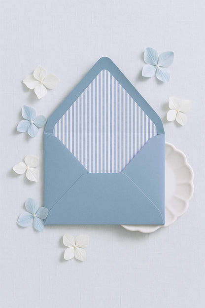 Blue Striped Wedding Invitation Suite Template