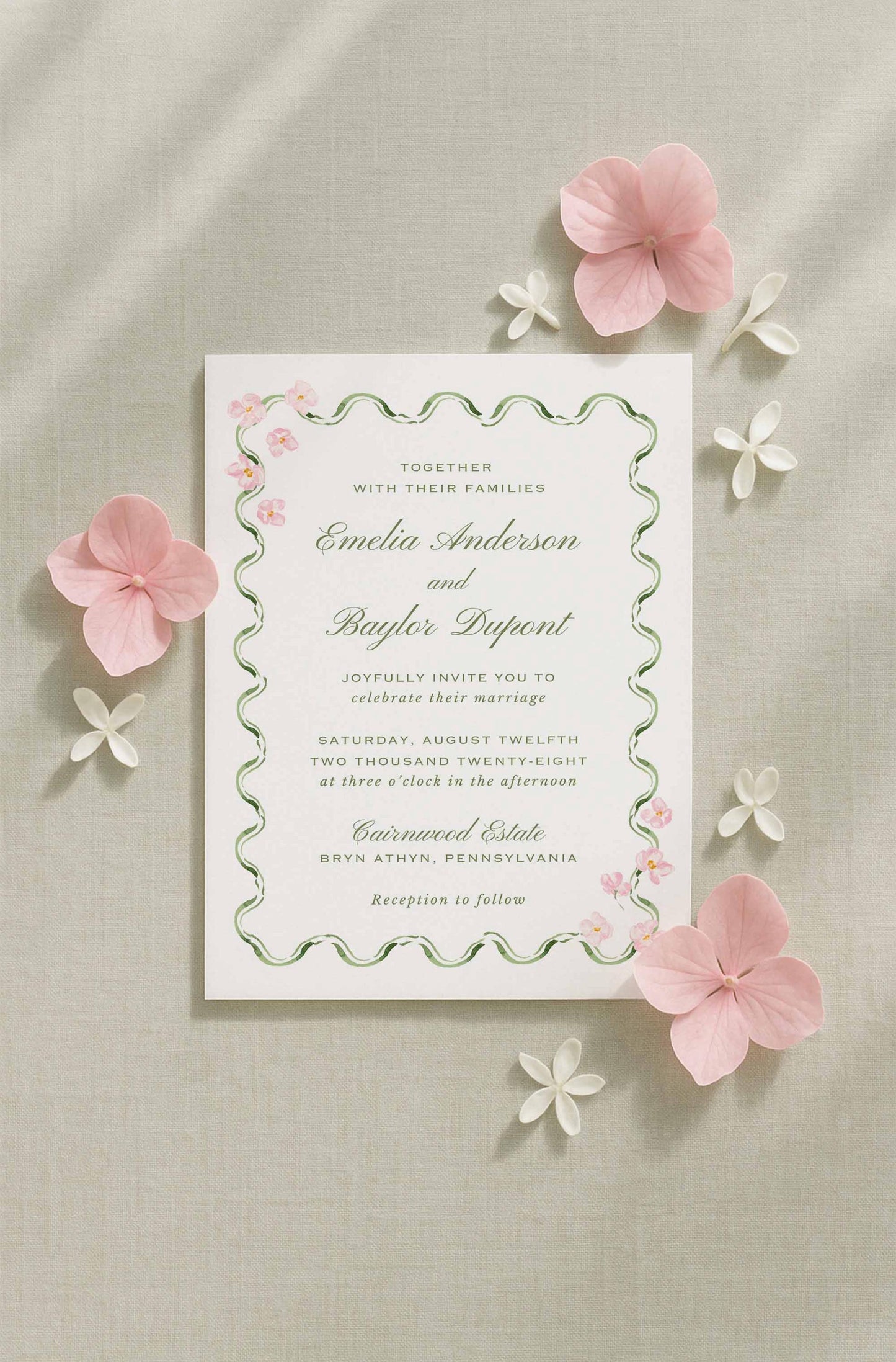 Watercolor Trellis Wedding Invitation Suite Template