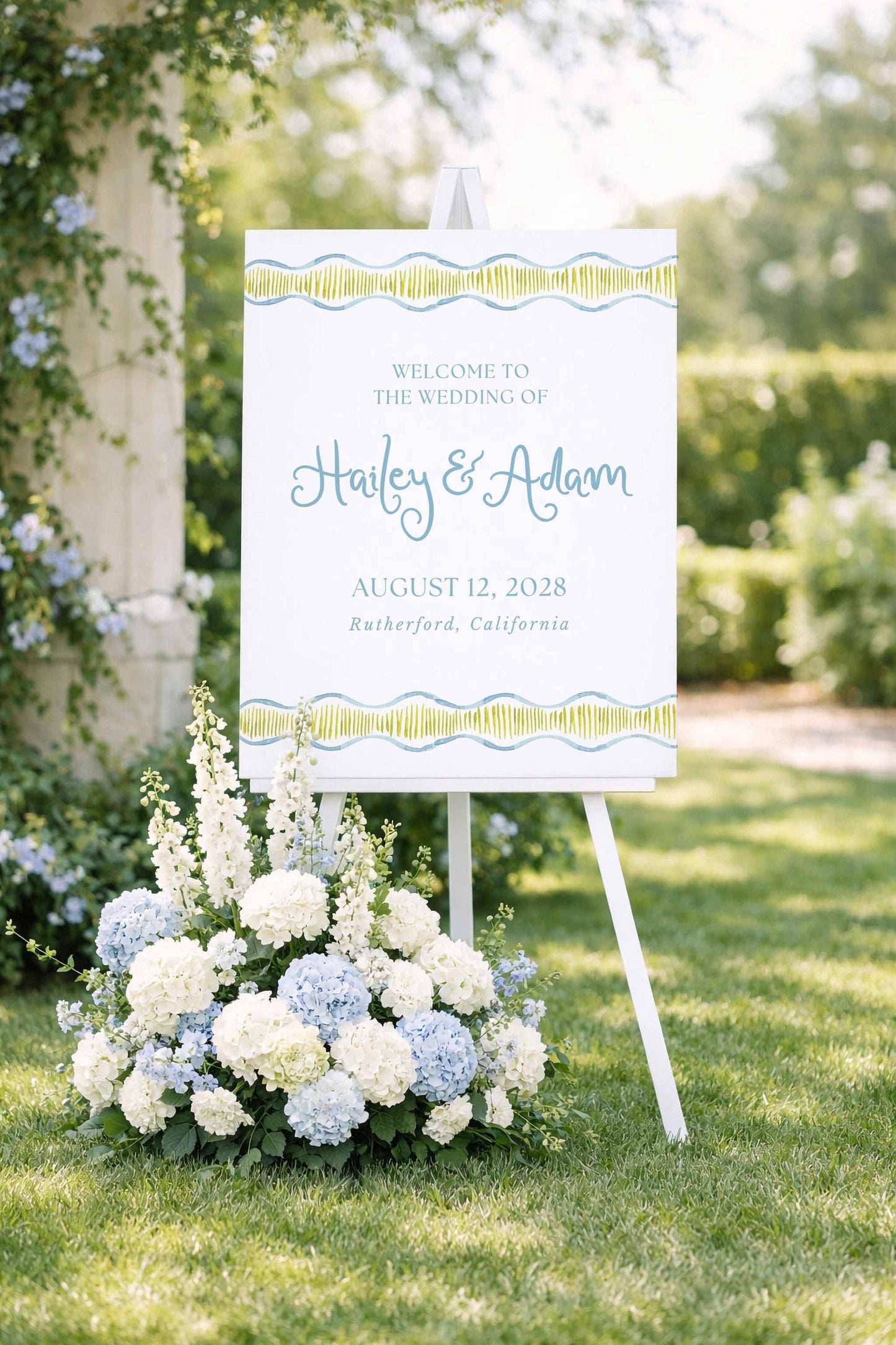 Fun Wavy Wedding Welcome Sign Template