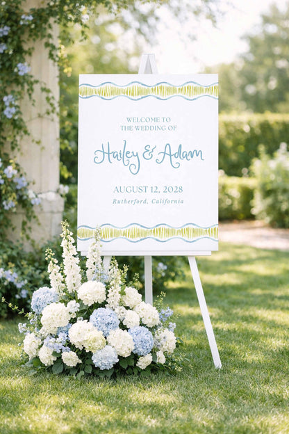 Fun Wavy Wedding Welcome Sign Template