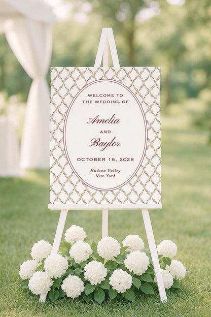 Dusty Pink Floral Wedding Welcome Sign Template