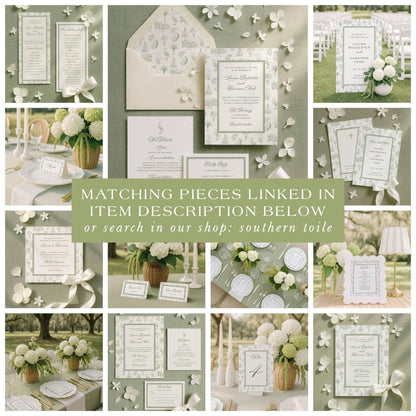 Southern Toile Wedding Program Template