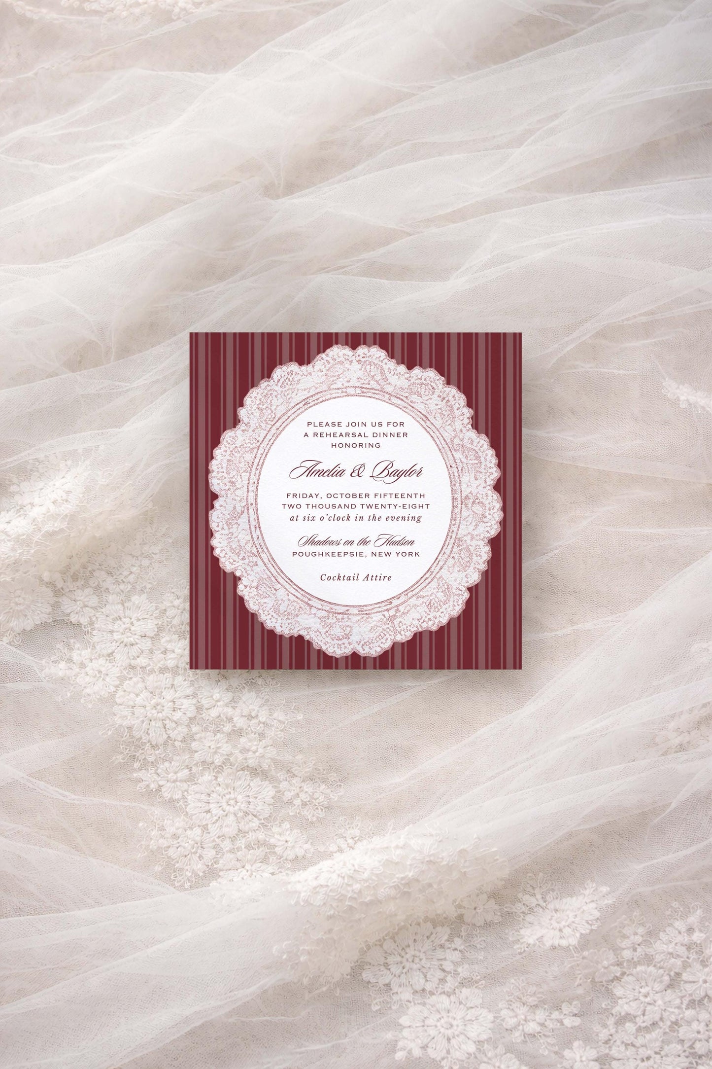 Vintage Lace Rehearsal Dinner Invitation