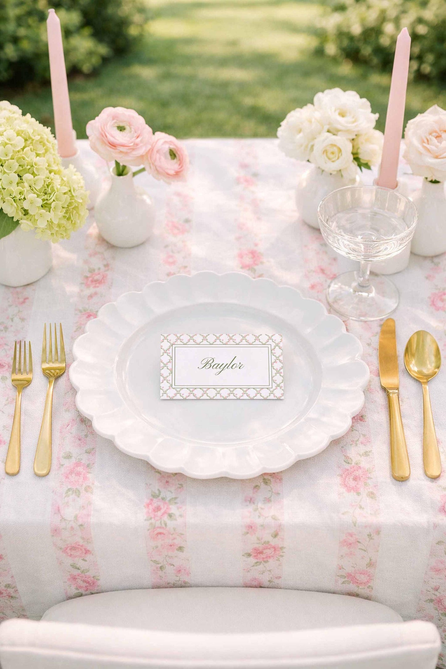 Watercolor Trellis Wedding Place Card Template