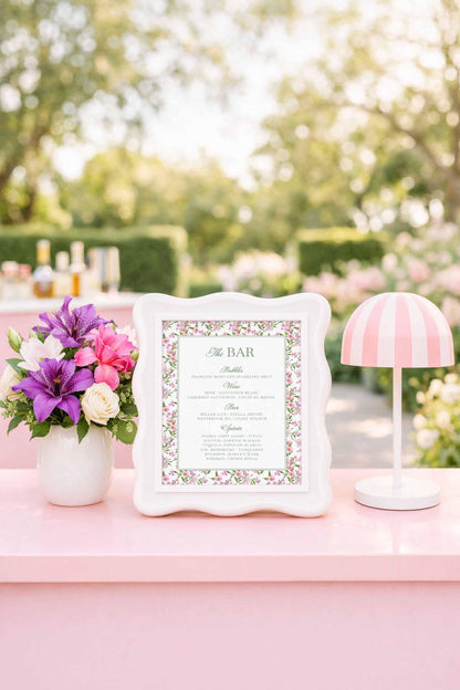Purple Floral Wedding Bar Menu Template