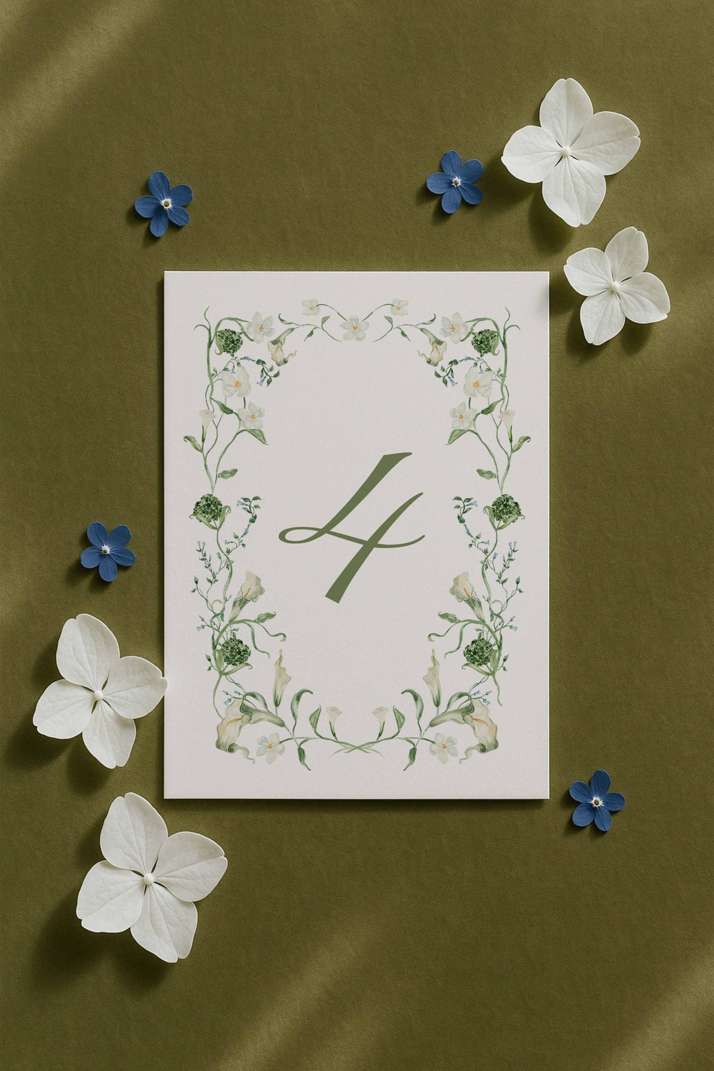 Blue, White & Green Wedding Table Number Template