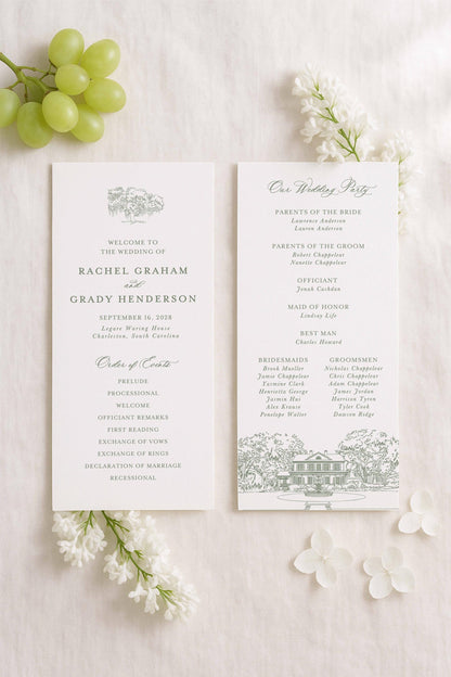 Legare Waring House Wedding Program Template