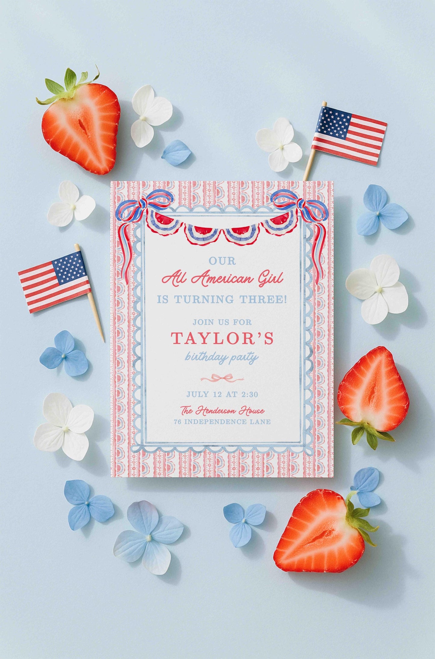 All American Girl Birthday Invitation Template